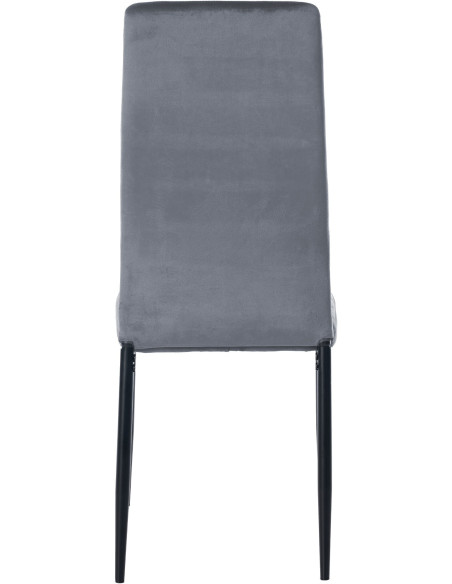 Chaise moderne dossier haut en Velours Gris clair Métal Noir Lina - 4