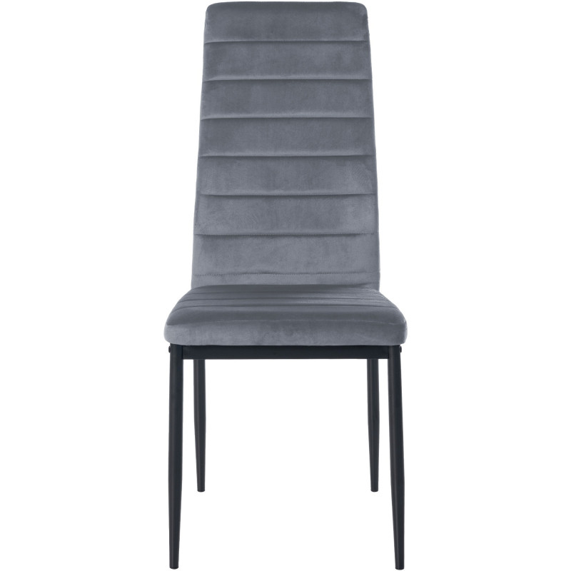 Chaise moderne dossier haut en Velours Gris clair Métal Noir Lina - 5