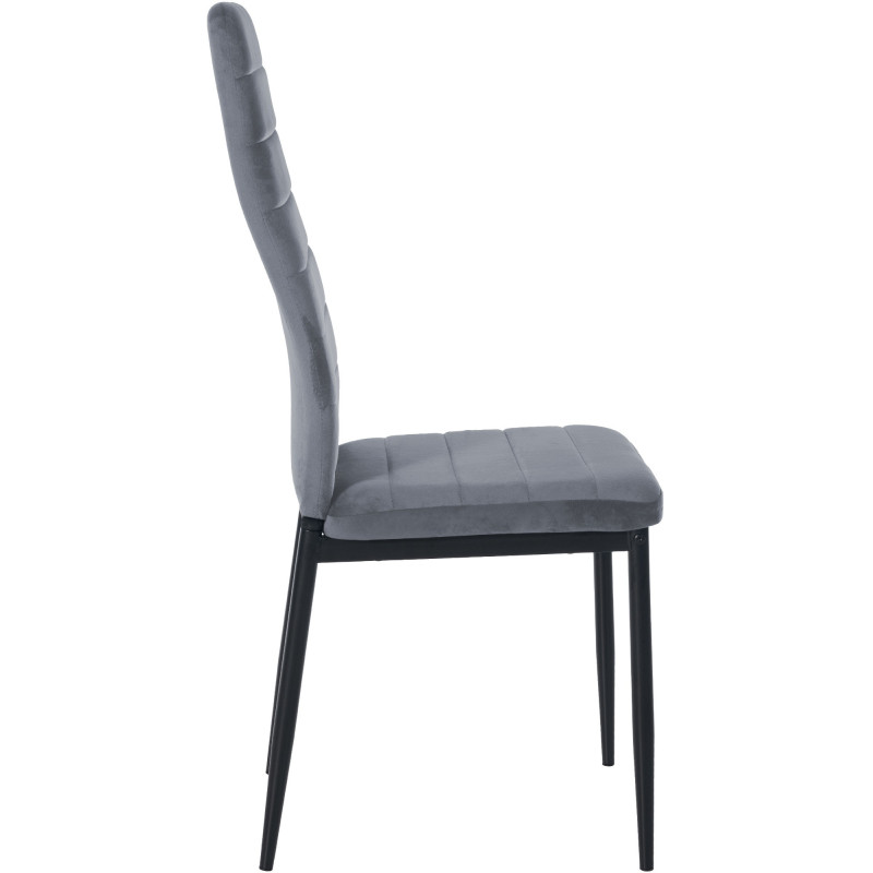 Chaise moderne dossier haut en Velours Gris clair Métal Noir Lina - 6