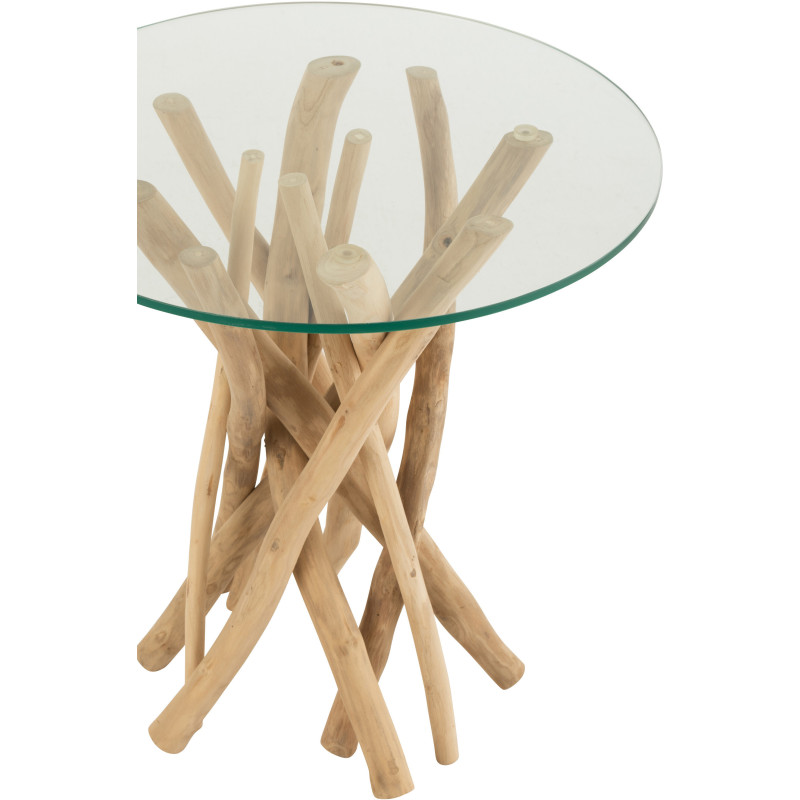 Table d'appoint Ronde Eda en Bois de teck Naturel Verre - 3