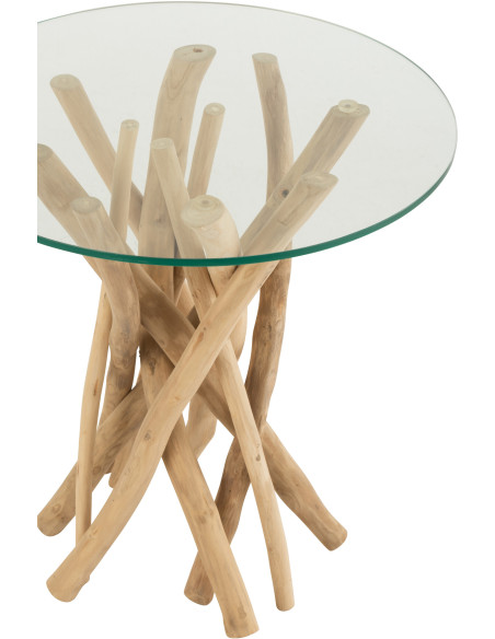 Table d'appoint Ronde Eda en Bois de teck Naturel Verre - 3