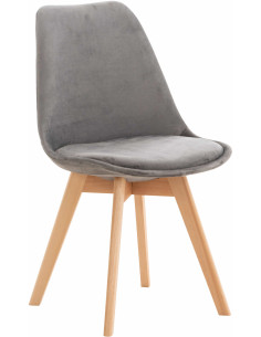 Chaise moderne scandinave en Velours Gris foncé Bois de hêtre Naturel Floki - 1