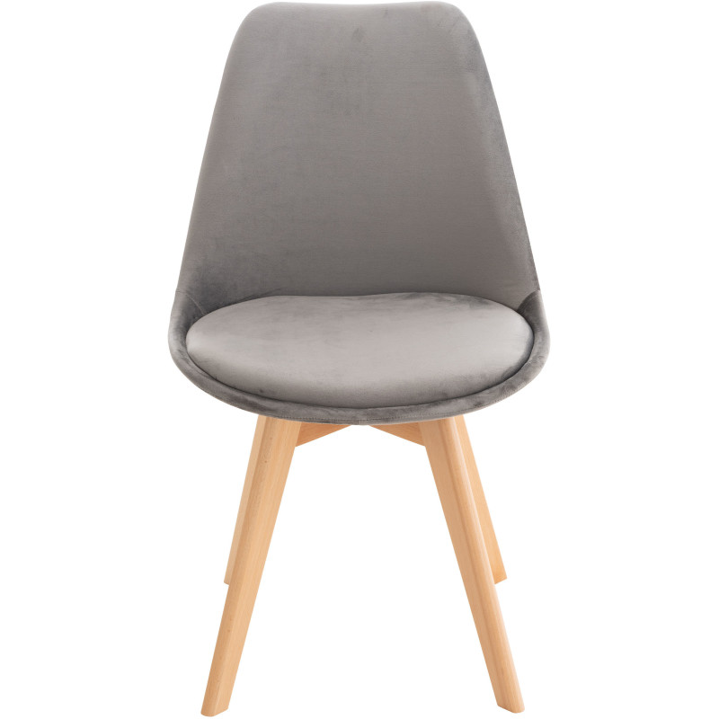 Chaise moderne scandinave en Velours Gris foncé Bois de hêtre Naturel Floki - 2