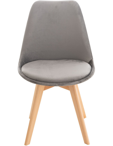 Chaise moderne scandinave en Velours Gris foncé Bois de hêtre Naturel Floki - 2