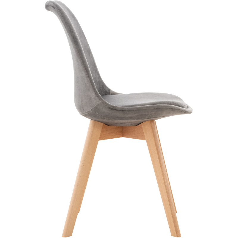 Chaise moderne scandinave en Velours Gris foncé Bois de hêtre Naturel Floki - 3