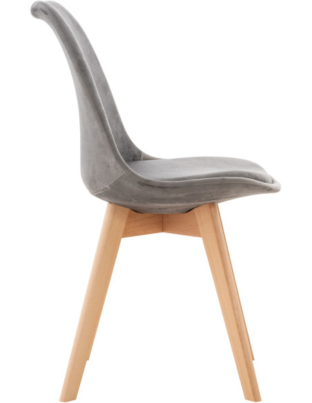Chaise moderne scandinave en Velours Gris foncé Bois de hêtre Naturel Floki - 3