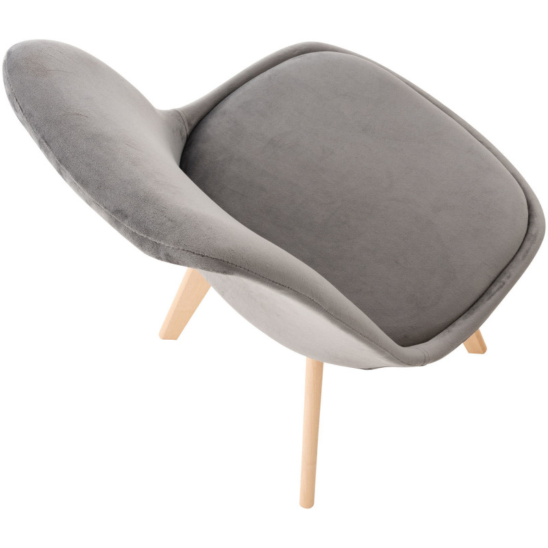 Chaise moderne scandinave en Velours Gris foncé Bois de hêtre Naturel Floki - 4
