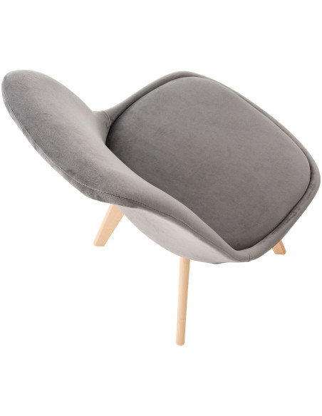 Chaise moderne scandinave en Velours Gris foncé Bois de hêtre Naturel Floki - 4