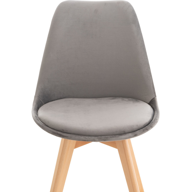Chaise moderne scandinave en Velours Gris foncé Bois de hêtre Naturel Floki - 5