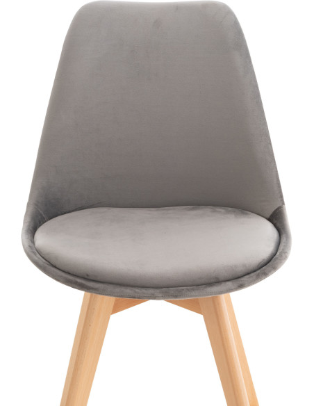 Chaise moderne scandinave en Velours Gris foncé Bois de hêtre Naturel Floki - 5
