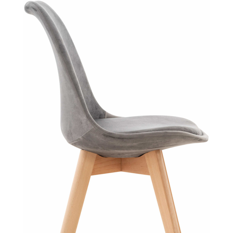 Chaise moderne scandinave en Velours Gris foncé Bois de hêtre Naturel Floki - 6