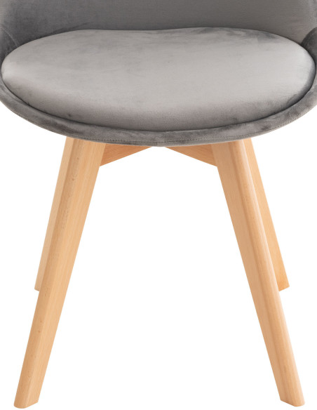 Chaise moderne scandinave en Velours Gris foncé Bois de hêtre Naturel Floki - 7