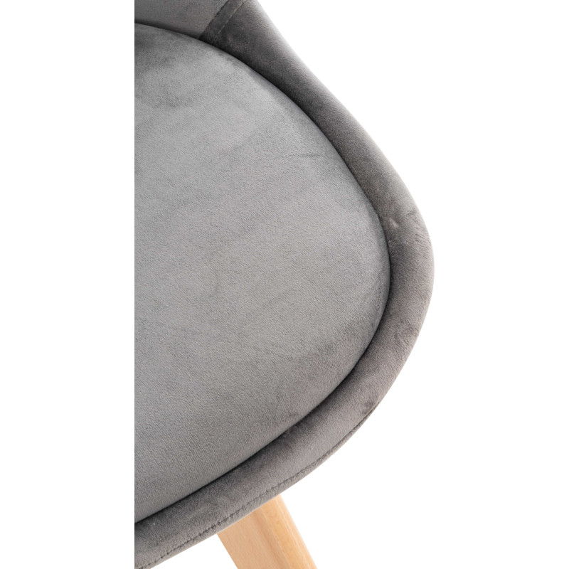 Chaise moderne scandinave en Velours Gris foncé Bois de hêtre Naturel Floki - 8