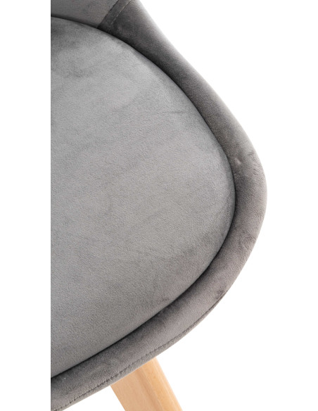 Chaise moderne scandinave en Velours Gris foncé Bois de hêtre Naturel Floki - 8