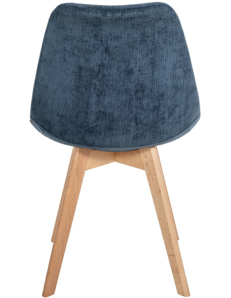 Chaise moderne scandinave en Velours côtelé Bleu foncé Bois de hêtre Naturel Floki - 5