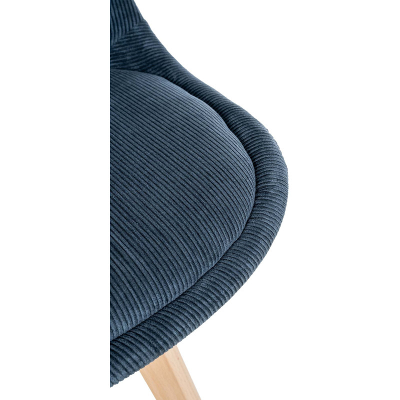 Chaise moderne scandinave en Velours côtelé Bleu foncé Bois de hêtre Naturel Floki - 8