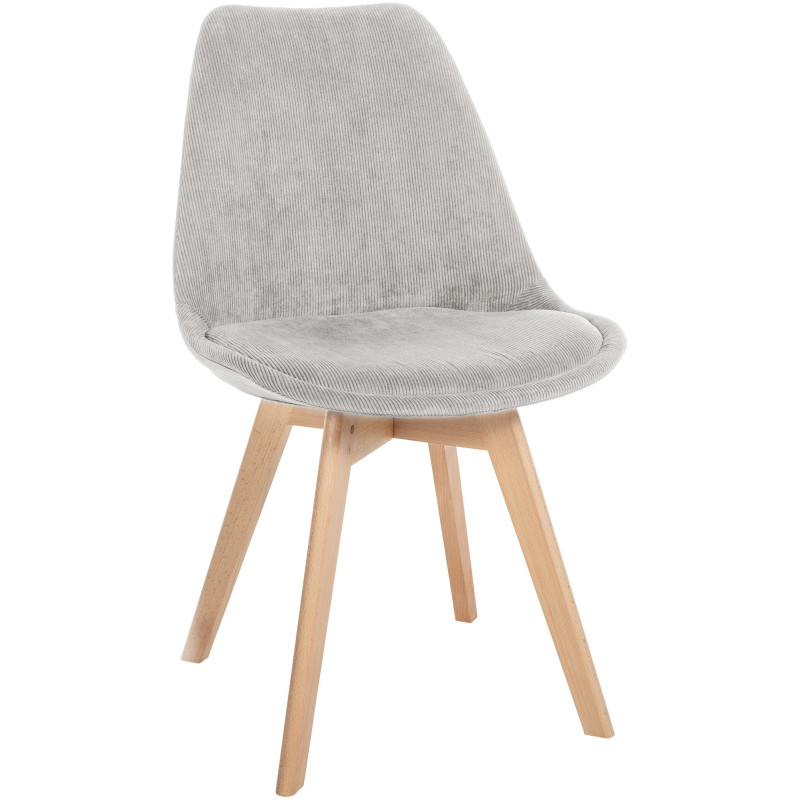 Chaise moderne scandinave en Velours côtelé Beige Bois de hêtre Naturel Floki - 1