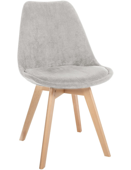 Chaise moderne scandinave en Velours côtelé Beige Bois de hêtre Naturel Floki - 1
