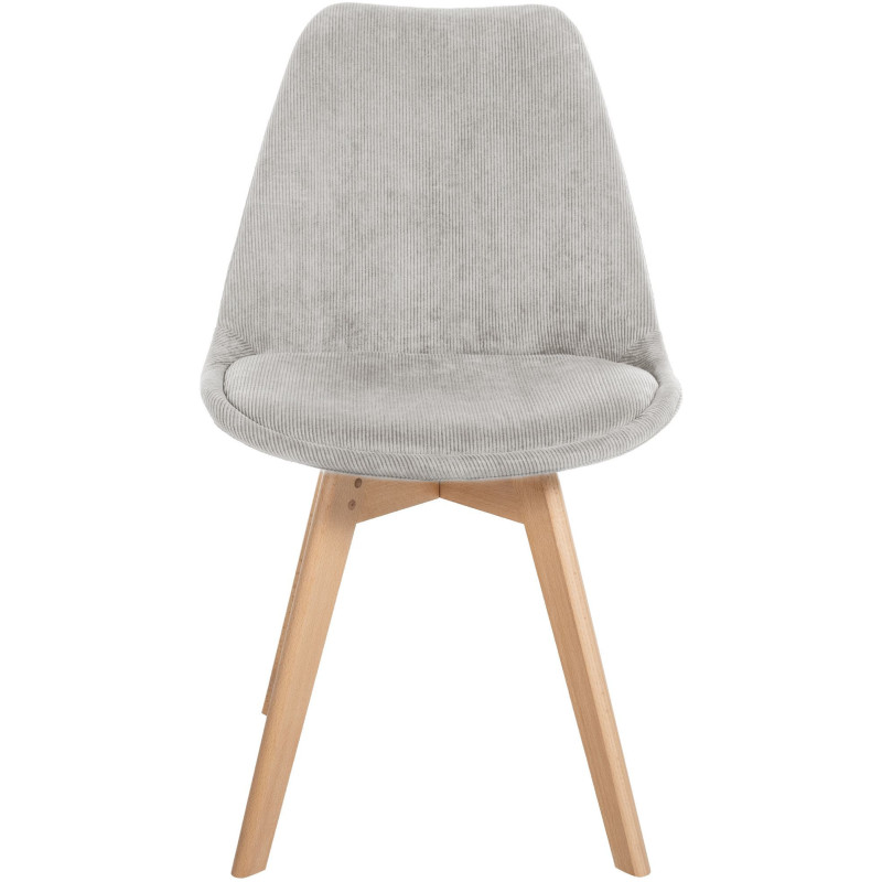 Chaise moderne scandinave en Velours côtelé Beige Bois de hêtre Naturel Floki - 2