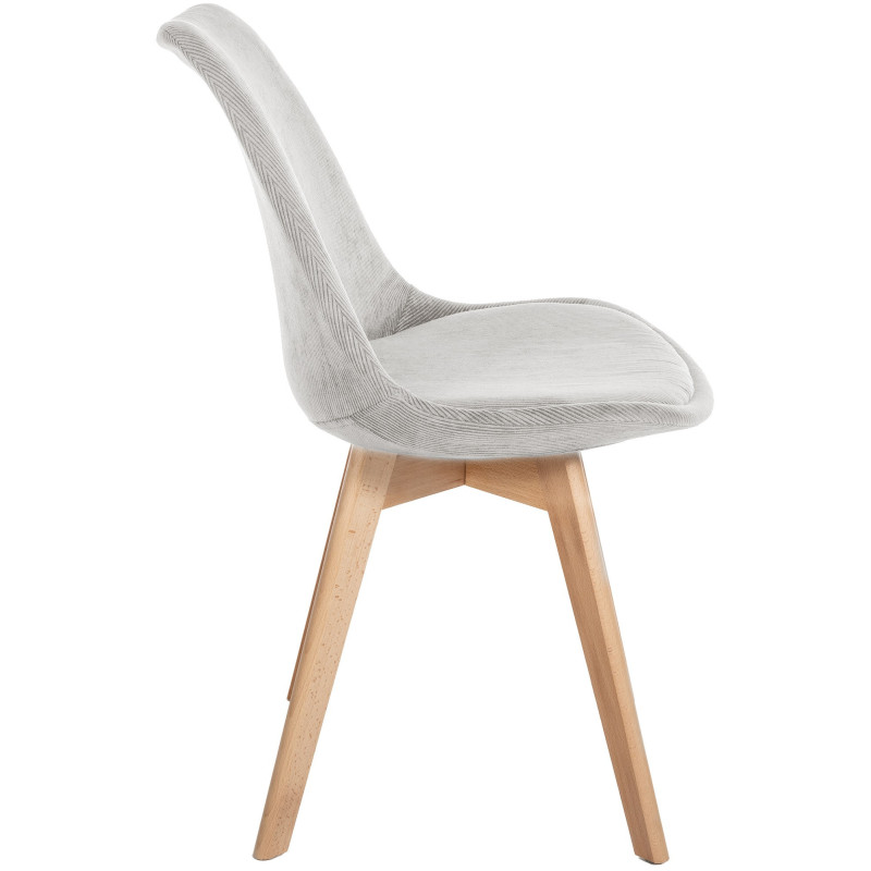 Chaise moderne scandinave en Velours côtelé Beige Bois de hêtre Naturel Floki - 3