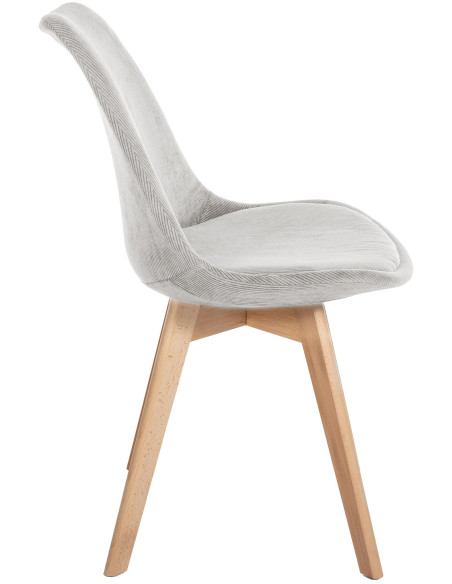 Chaise moderne scandinave en Velours côtelé Beige Bois de hêtre Naturel Floki - 3