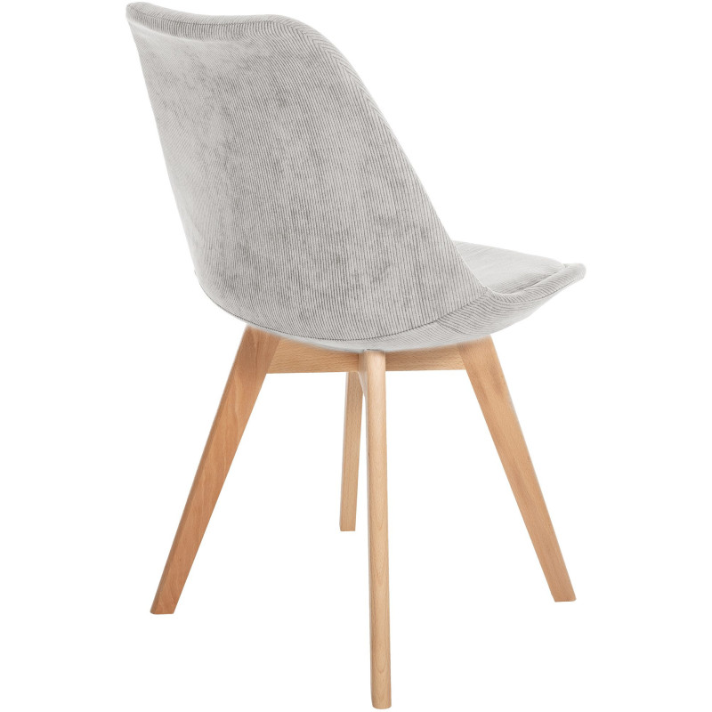 Chaise moderne scandinave en Velours côtelé Beige Bois de hêtre Naturel Floki - 4