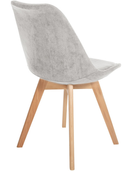 Chaise moderne scandinave en Velours côtelé Beige Bois de hêtre Naturel Floki - 4
