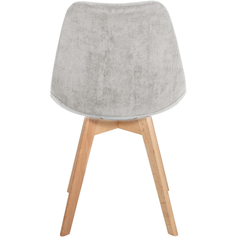 Chaise moderne scandinave en Velours côtelé Beige Bois de hêtre Naturel Floki - 5
