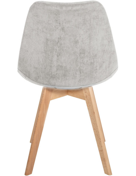 Chaise moderne scandinave en Velours côtelé Beige Bois de hêtre Naturel Floki - 5