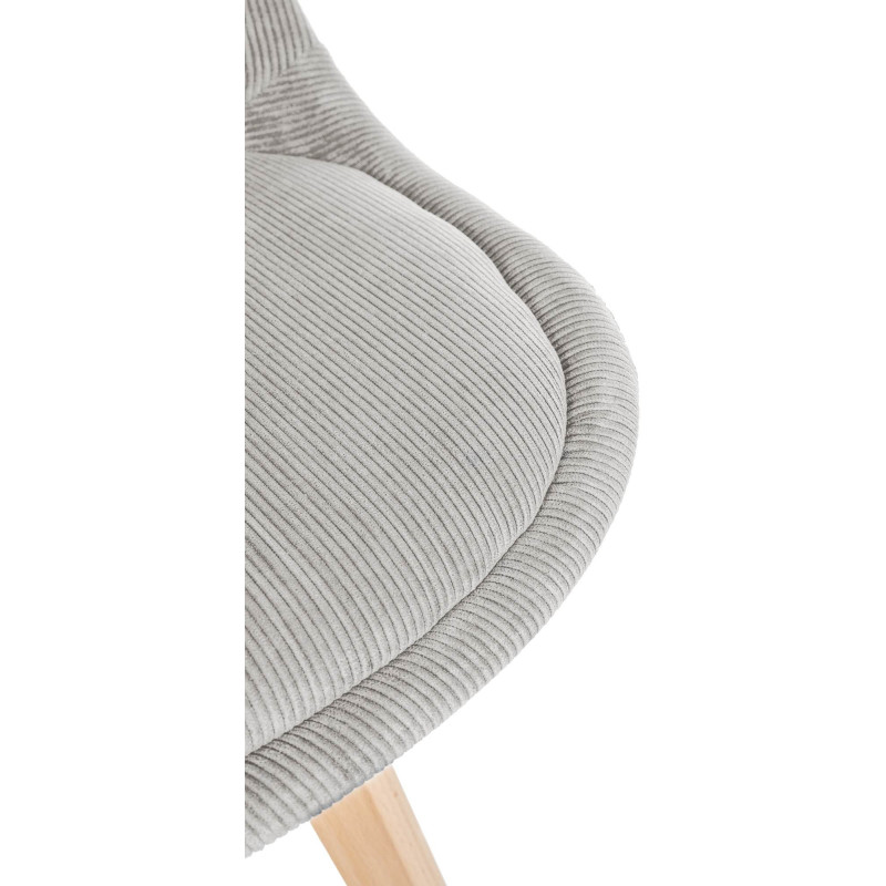 Chaise moderne scandinave en Velours côtelé Beige Bois de hêtre Naturel Floki - 8