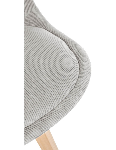 Chaise moderne scandinave en Velours côtelé Beige Bois de hêtre Naturel Floki - 8