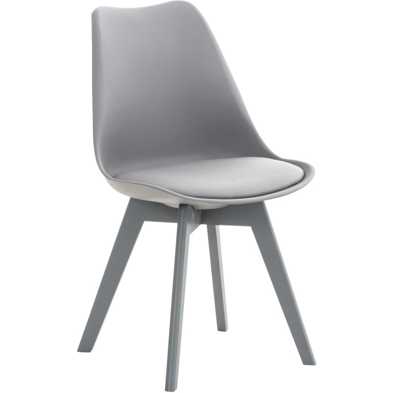 Chaise moderne scandinave en Polypropylène Polyuréthane Bois de hêtre Gris Floki - 1