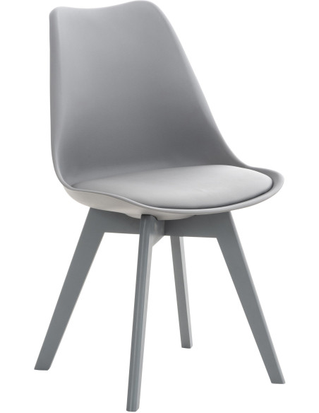 Chaise moderne scandinave en Polypropylène Polyuréthane Bois de hêtre Gris Floki - 1
