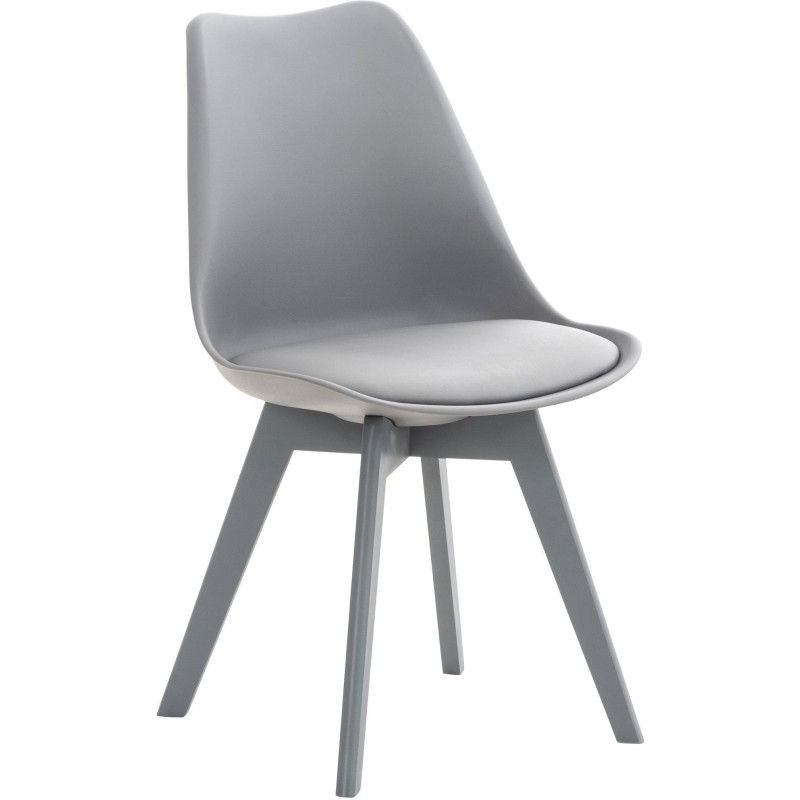 Chaise moderne scandinave en Polypropylène Polyuréthane Bois de hêtre Gris Floki - 2