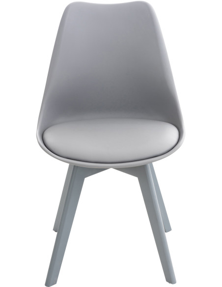 Chaise moderne scandinave en Polypropylène Polyuréthane Bois de hêtre Gris Floki - 3