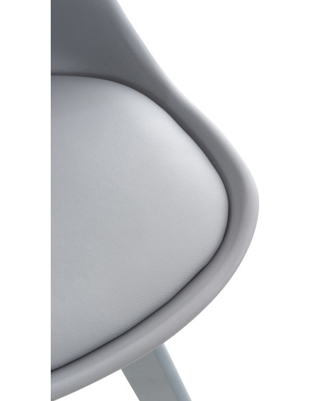 Chaise moderne scandinave en Polypropylène Polyuréthane Bois de hêtre Gris Floki - 8