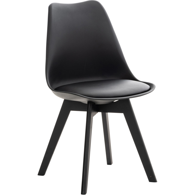Chaise moderne scandinave en Polypropylène Polyuréthane Bois de hêtre Noir Floki - 1