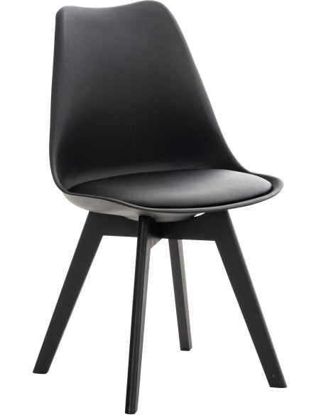 Chaise moderne scandinave en Polypropylène Polyuréthane Bois de hêtre Noir Floki - 1
