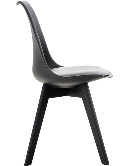 Chaise moderne scandinave en Polypropylène Polyuréthane Bois de hêtre Noir Floki - 3