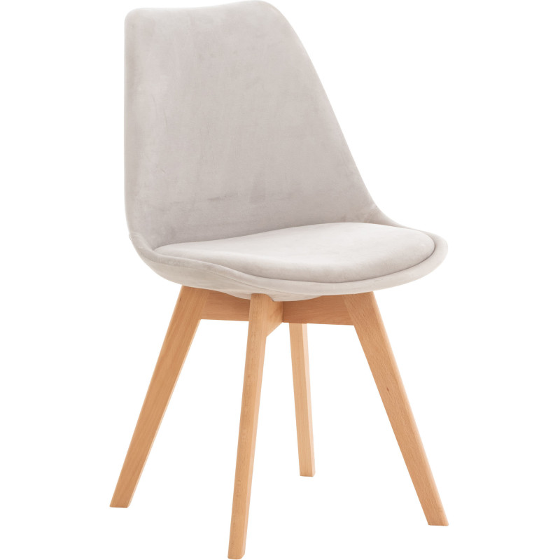 Chaise moderne scandinave en Velours Gris clair Bois de hêtre Naturel Floki - 1