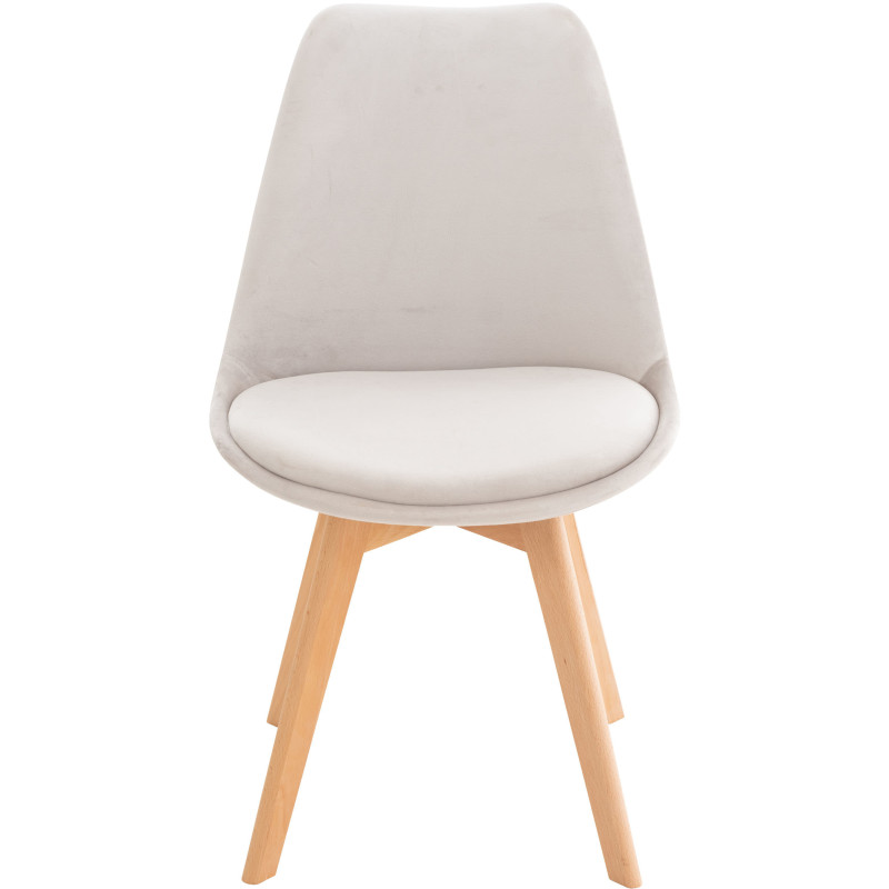 Chaise moderne scandinave en Velours Gris clair Bois de hêtre Naturel Floki - 2