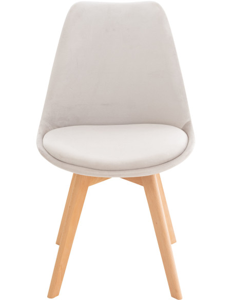Chaise moderne scandinave en Velours Gris clair Bois de hêtre Naturel Floki - 2