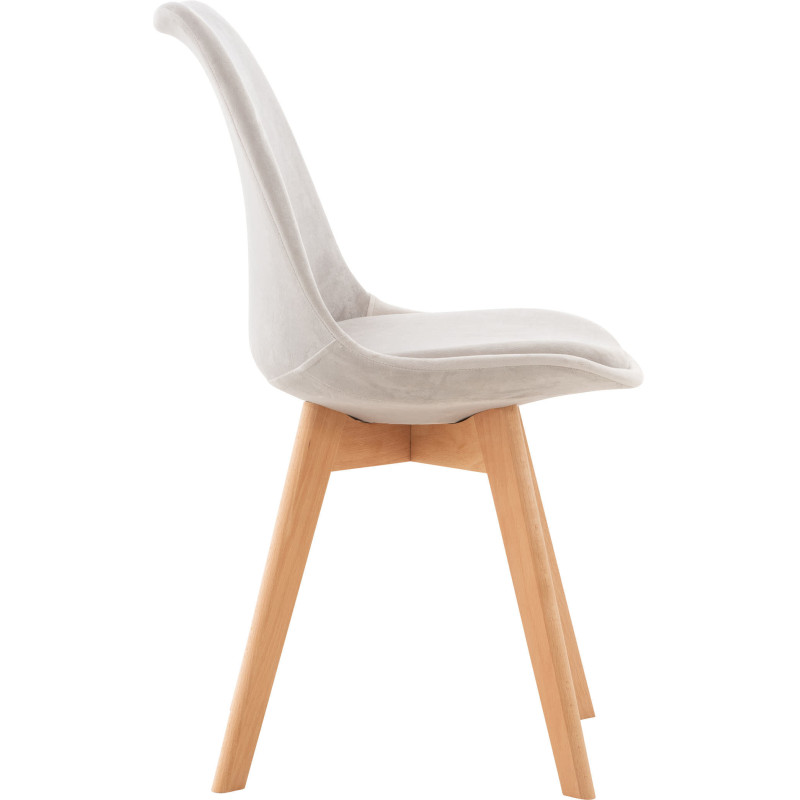Chaise moderne scandinave en Velours Gris clair Bois de hêtre Naturel Floki - 3