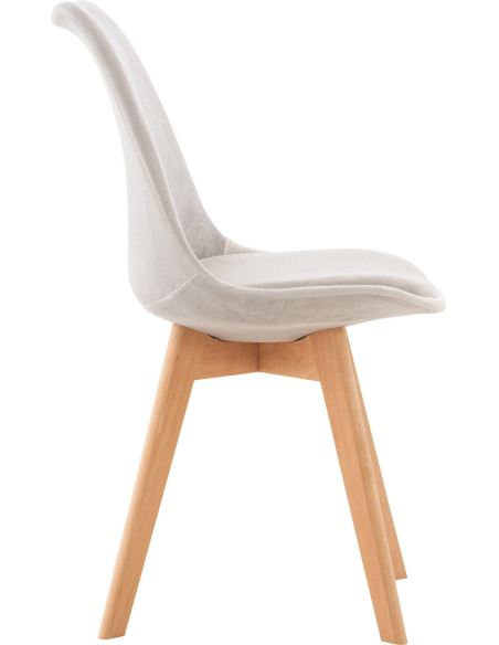 Chaise moderne scandinave en Velours Gris clair Bois de hêtre Naturel Floki - 3