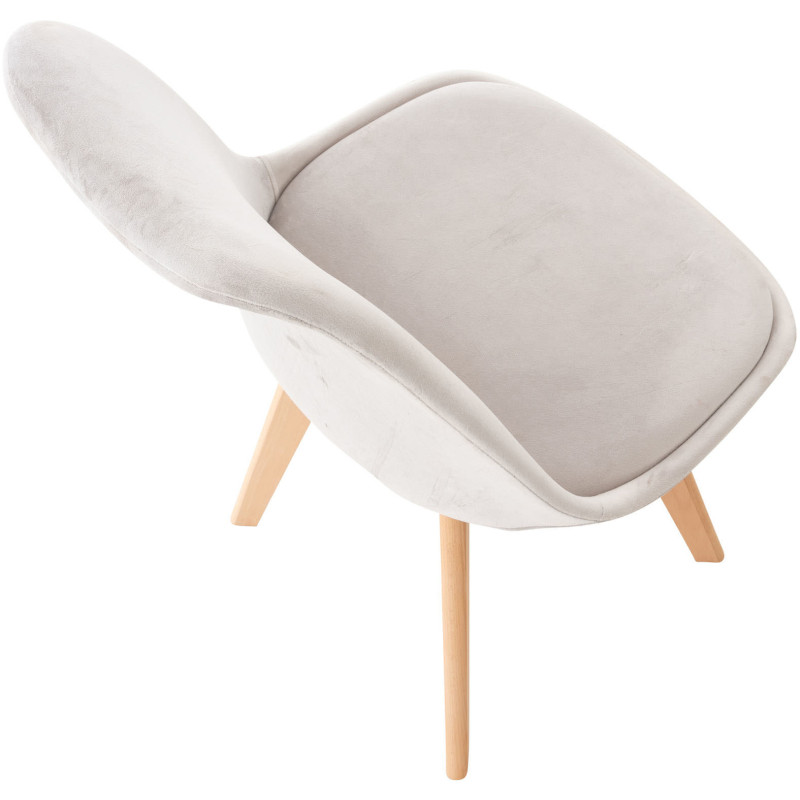 Chaise moderne scandinave en Velours Gris clair Bois de hêtre Naturel Floki - 4