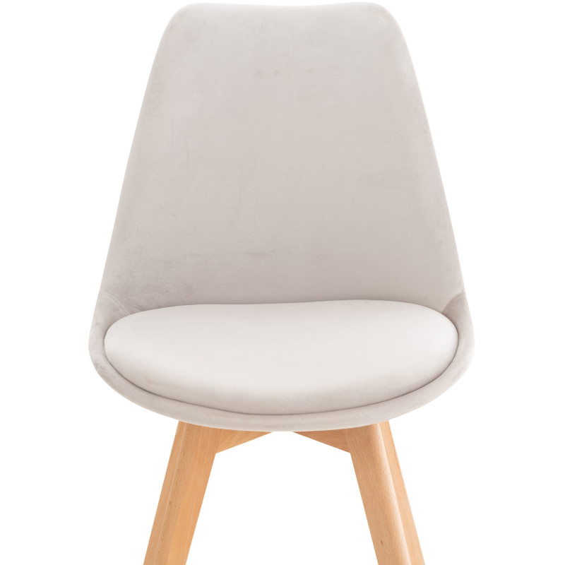 Chaise moderne scandinave en Velours Gris clair Bois de hêtre Naturel Floki - 5