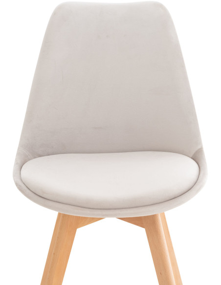Chaise moderne scandinave en Velours Gris clair Bois de hêtre Naturel Floki - 5