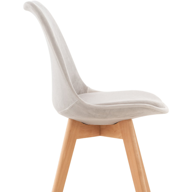 Chaise moderne scandinave en Velours Gris clair Bois de hêtre Naturel Floki - 6