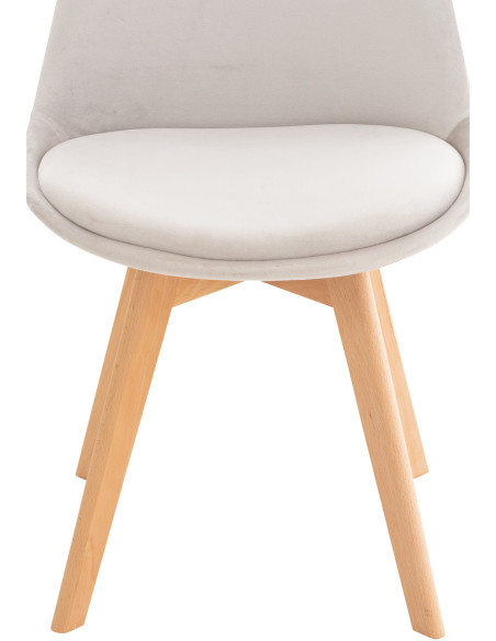 Chaise moderne scandinave en Velours Gris clair Bois de hêtre Naturel Floki - 7