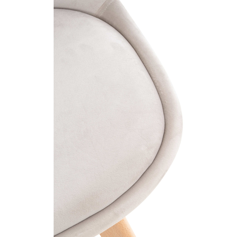 Chaise moderne scandinave en Velours Gris clair Bois de hêtre Naturel Floki - 8